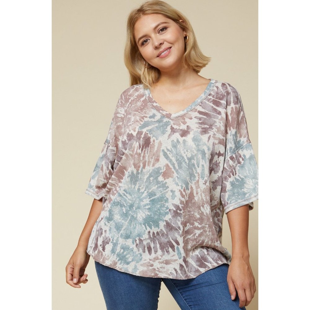 Entro Tie Dye Starburst Top  Plus Size